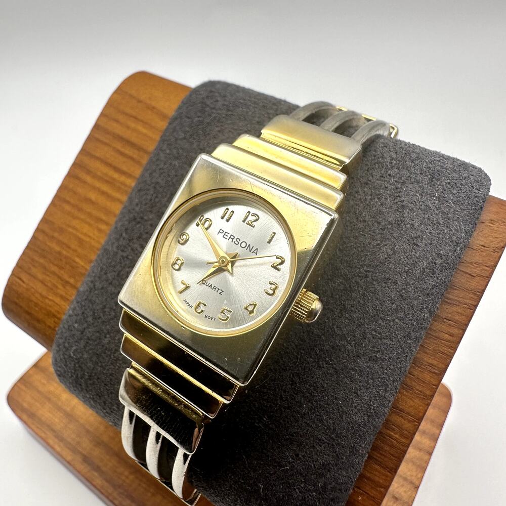 Persona Women's Two Tone Quartz Watch Gold Silver Bangle Bracelet